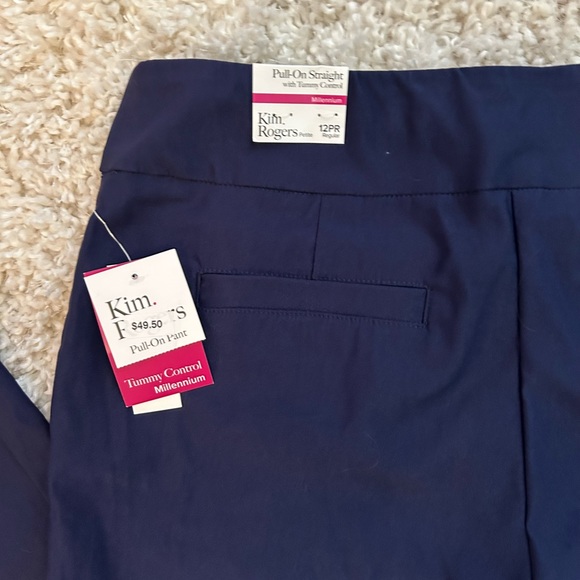 NWT Kim Rogers Pull-On with Tummy Control Navy Pants Size 12 PR Petite Reg - Picture 3 of 7